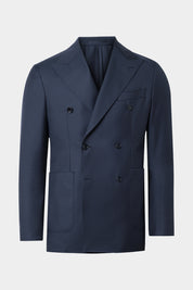 Costume croisé poche plaquée - Marine fil à fil