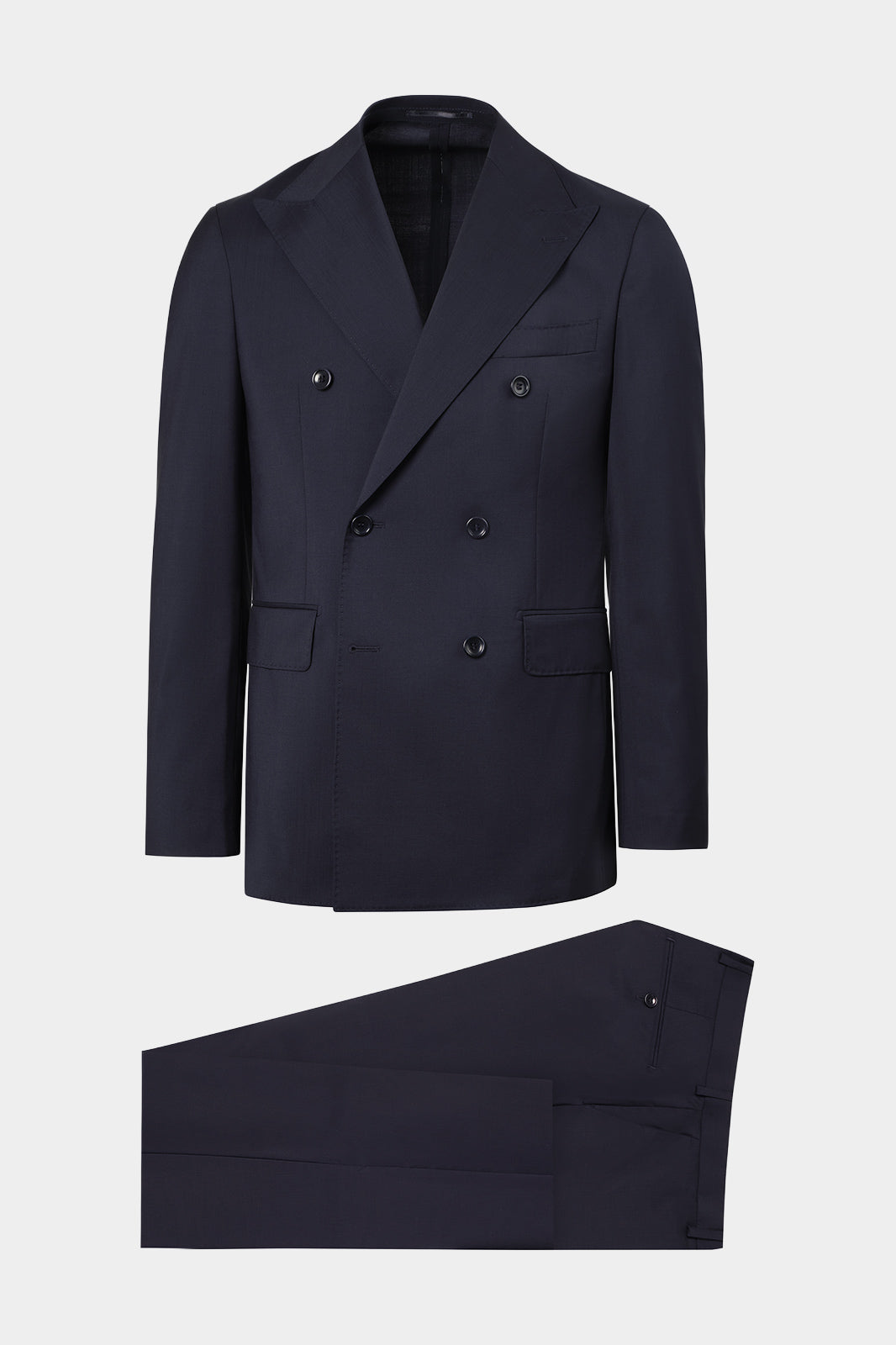 Costume croisé en laine et cachemire - Marine