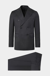 Vue sur fond blanc d'un costume croisé en laine couleur Gris anthracite en tissu italien 100% laine de chez Vitale Barberis Canonico.
