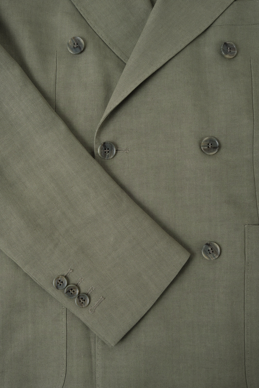 Crossed linen blend suit - Khaki
