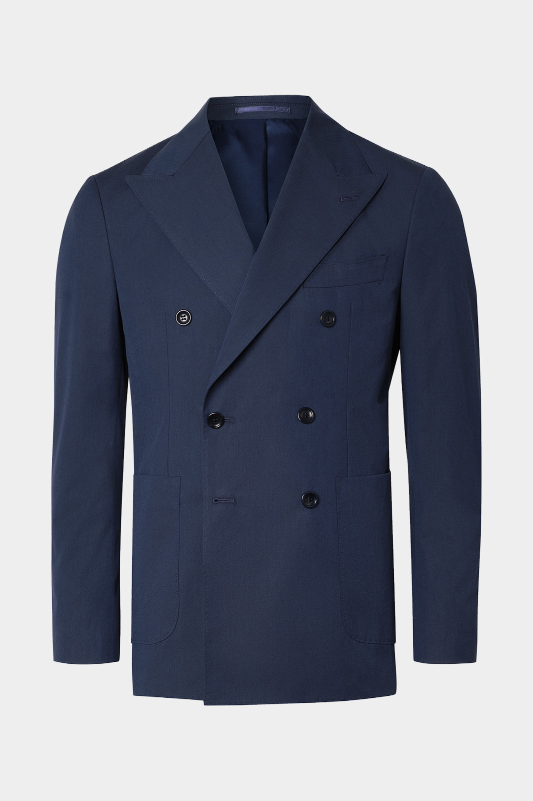 Double-breasted suit with patch pocket and drawstring trousers - Navy Blue