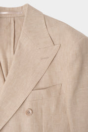 Double-breasted suit with patch pocket and drawstring trousers - Beige