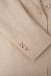 Double-breasted suit with patch pocket and drawstring trousers - Beige