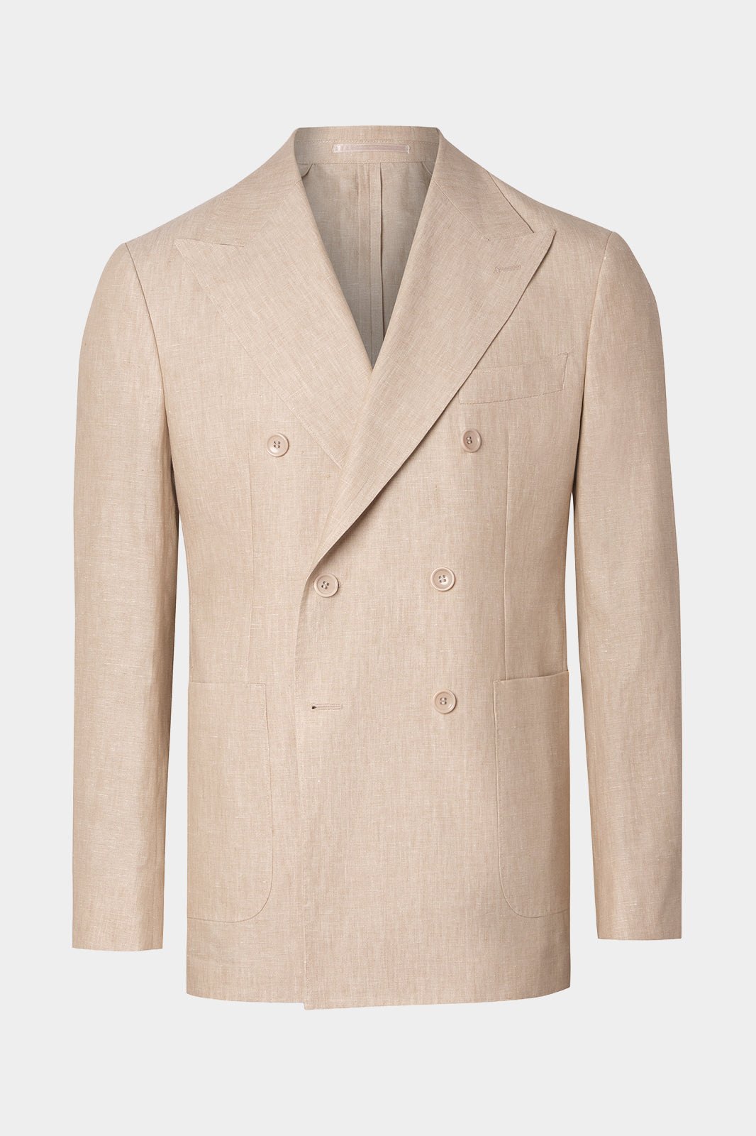 Double-breasted suit with patch pocket and drawstring trousers - Beige