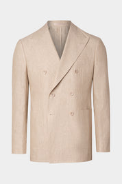 Double-breasted suit with patch pocket and drawstring trousers - Beige