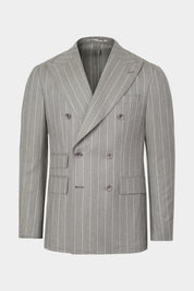 Costume croisé et pantalon patte de serrage - Gris à rayures