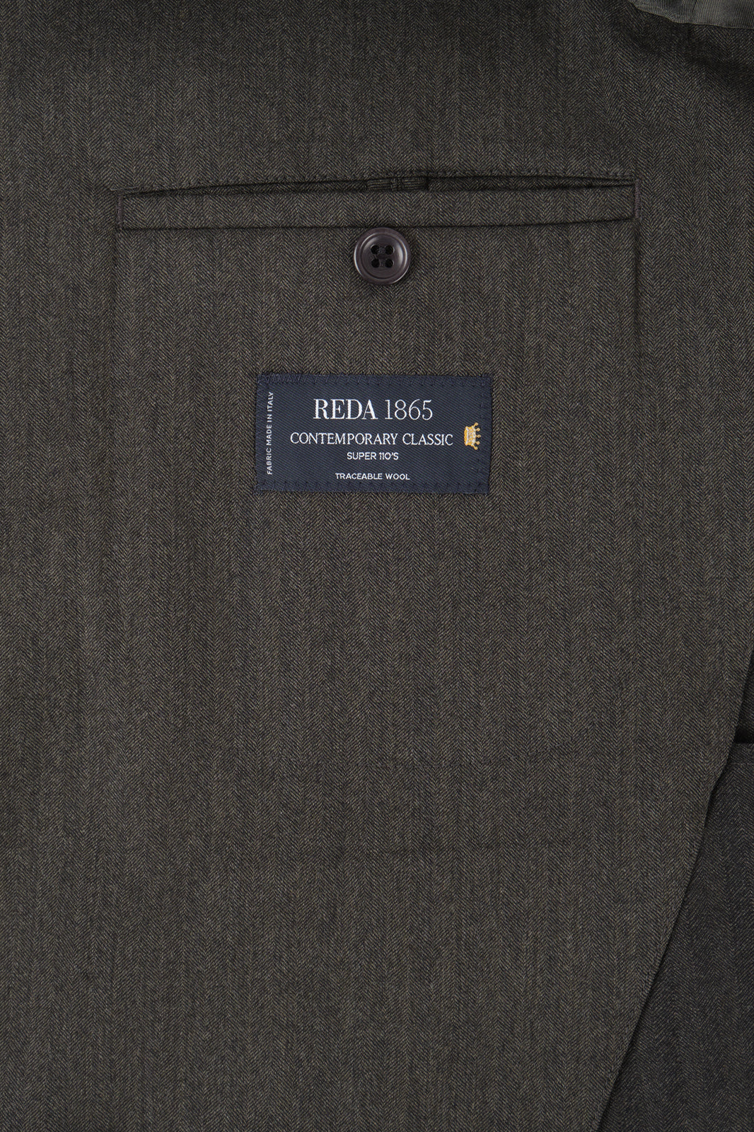 Double-breasted suit and trousers with adjustable tabs and a herringbone weave - Dark green