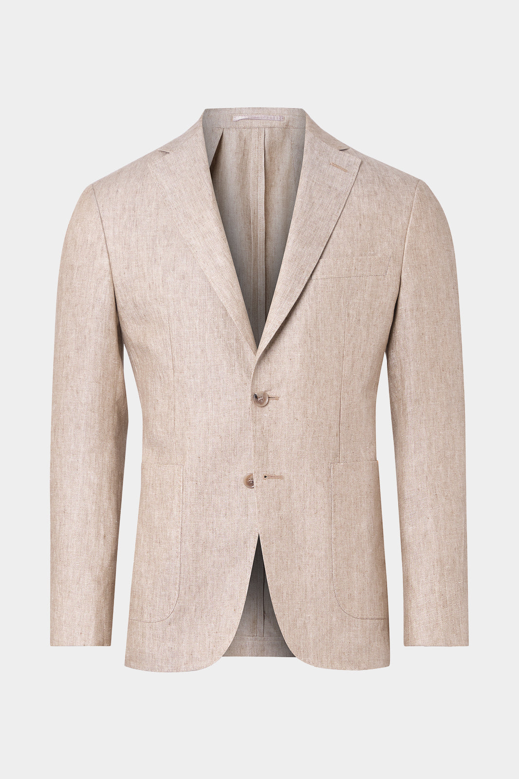 Découvrez notre veste en coupe cintrée en lin, à 2 boutons sans épaulette et non doublée avec les poches plaquées sur le devant.