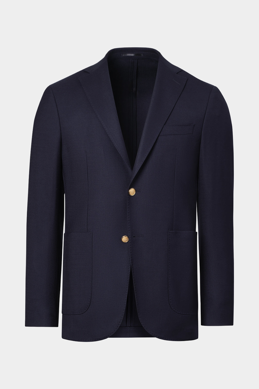 Vue sur fond blanc d'un blazer en laine stretch marine, en 98.4% laine 1.6% élasthanne de chez Reda.