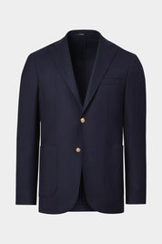 Vue sur fond blanc d'un blazer en laine stretch marine, en 98.4% laine 1.6% élasthanne de chez Reda.