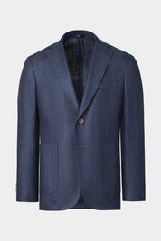 Blazer en lin et soie bleu