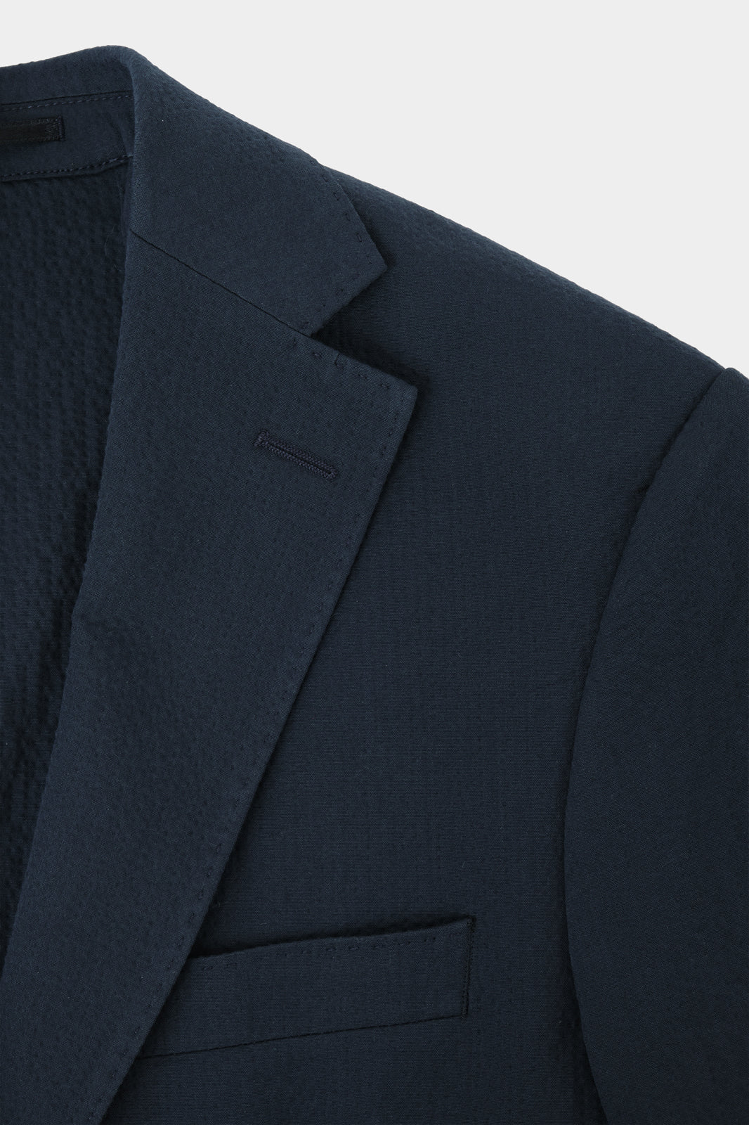 Costume Seersucker poche plaquée et boutonnage corne - Marine
