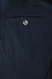 Costume Seersucker poche plaquée et boutonnage corne - Marine
