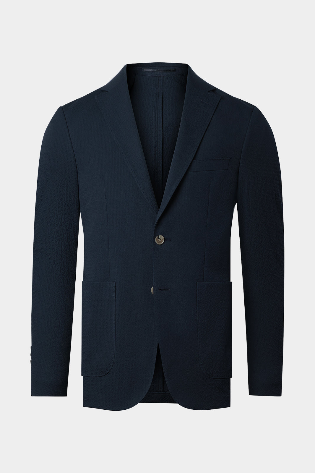 Costume Seersucker poche plaquée et boutonnage corne - Marine