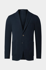 Costume Seersucker poche plaquée et boutonnage corne - Marine