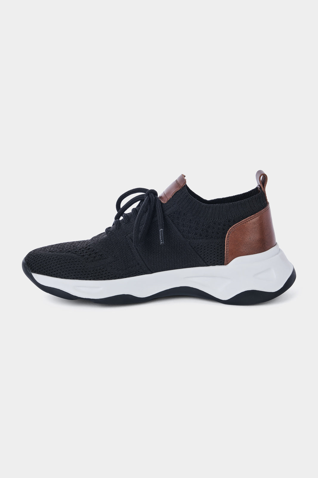 Sneakers knitted en maille et cuir - Noire