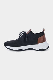 Knitted mesh and leather sneakers - Black