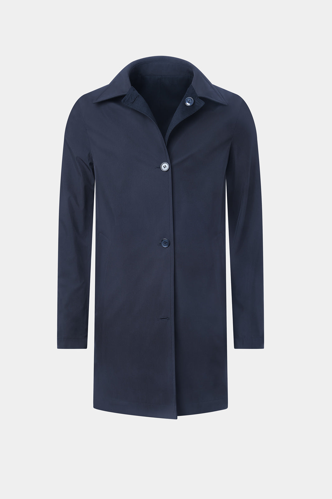 Reversible raincoat in wool and technical material