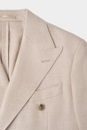 Blazer croisé en lin et soie - Beige