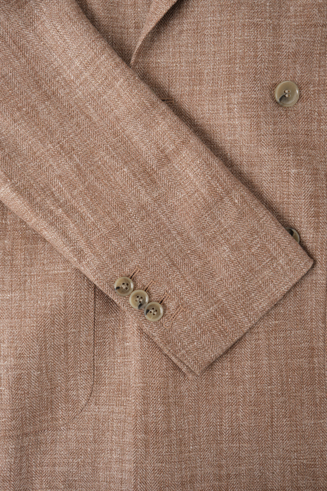 Blazer croisé en lin et soie - Camel