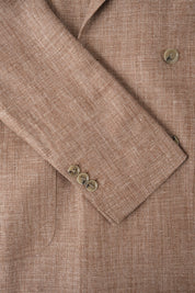 Blazer croisé en lin et soie - Camel