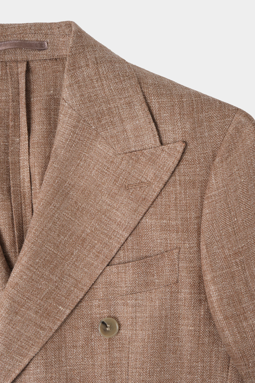 Blazer croisé en lin et soie - Camel