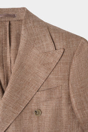 Blazer croisé en lin et soie - Camel
