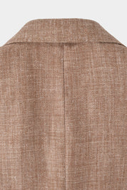 Blazer croisé en lin et soie - Camel