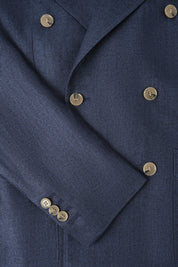 Blazer croisé en lin et soie - Marine