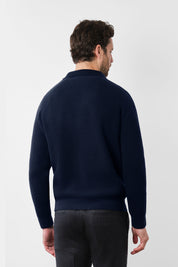 Pull polo cote anglaise - Marine