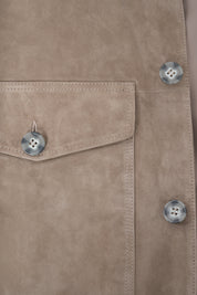 Blouson en peau boutonné - Taupe