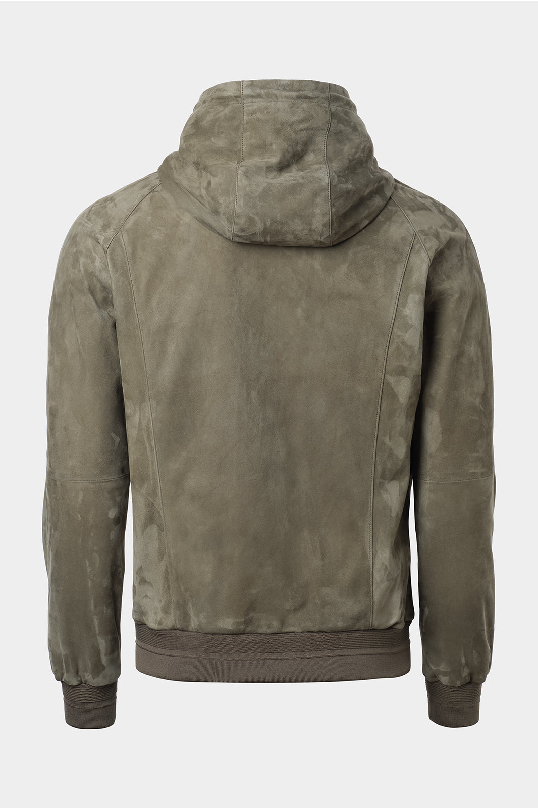 Blouson en peau à capuche zippé - Taupe