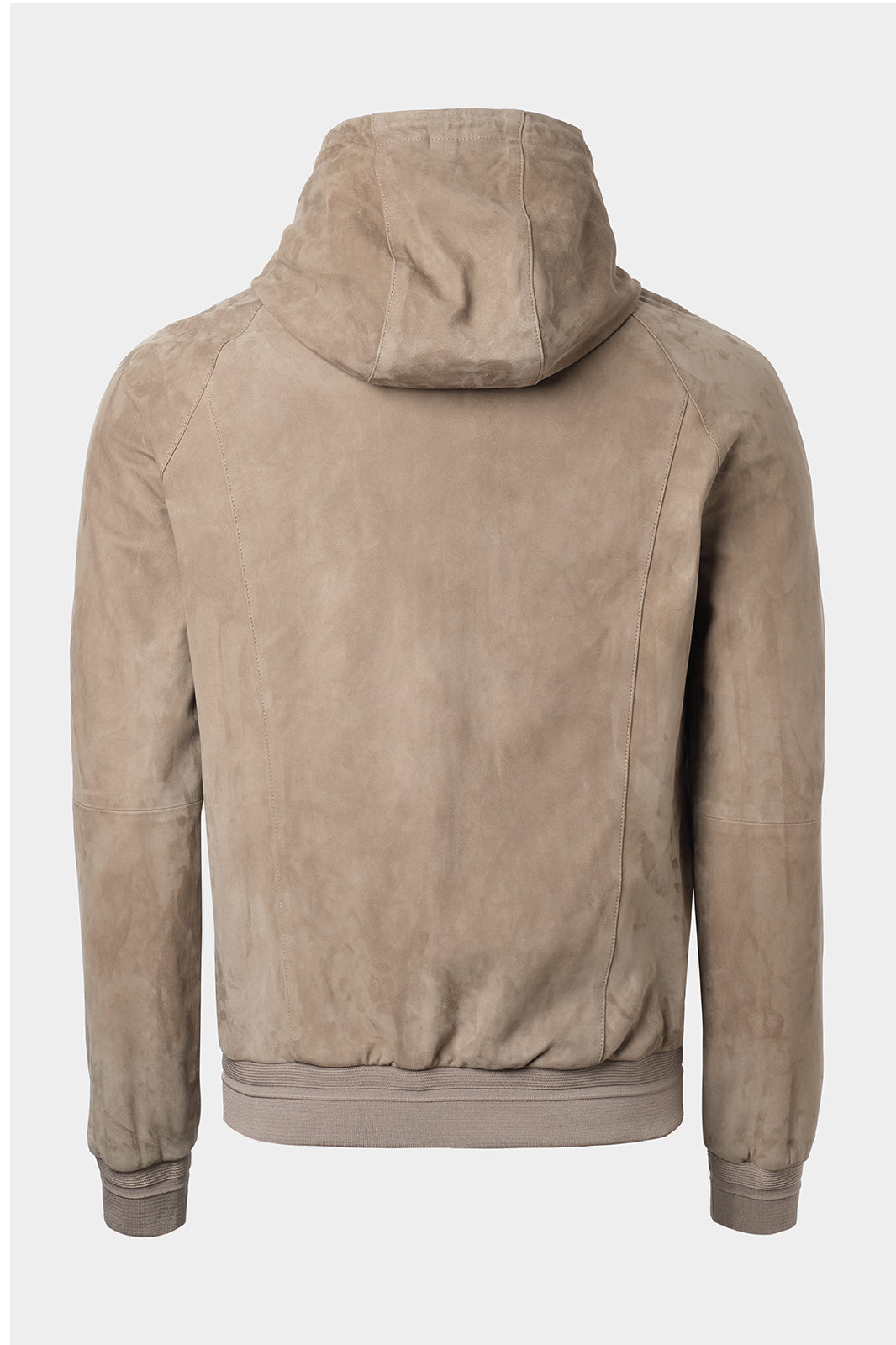 Blouson en peau à capuche zippé - Taupe