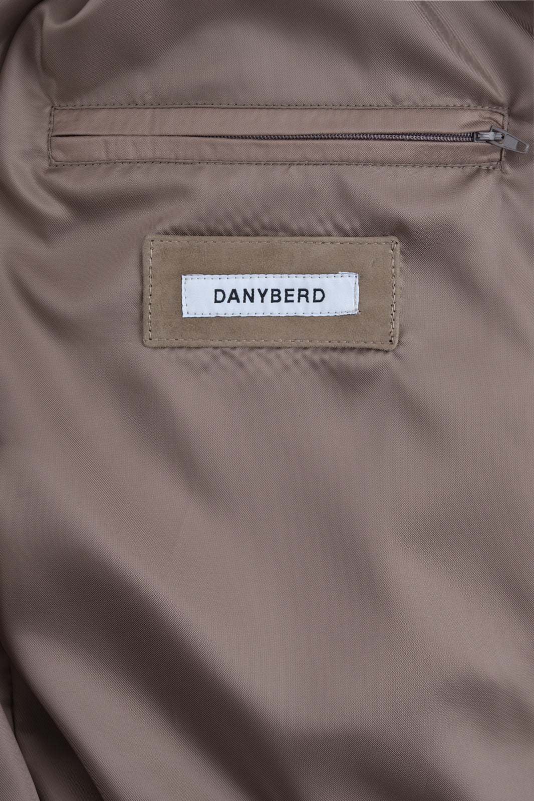 Blouson en peau à capuche zippé - Taupe