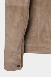 Blouson zippé en peau - Taupe