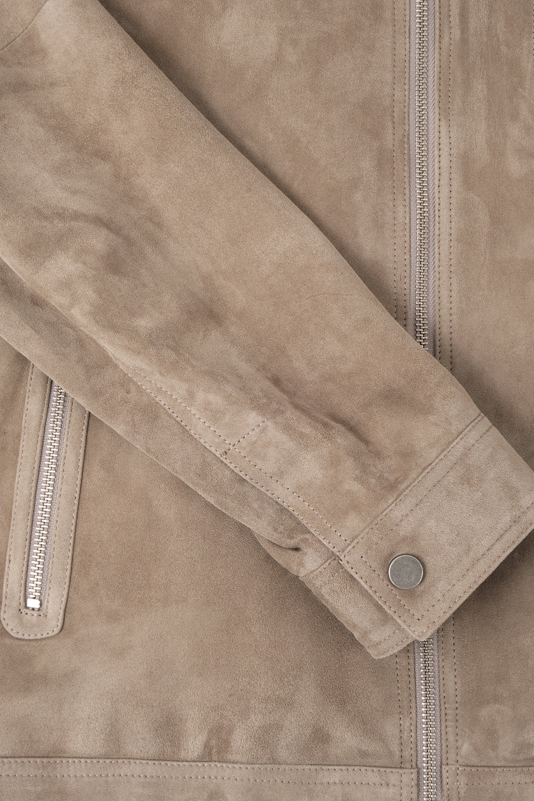 Blouson zippé en peau - Taupe