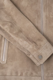 Blouson zippé en peau - Taupe