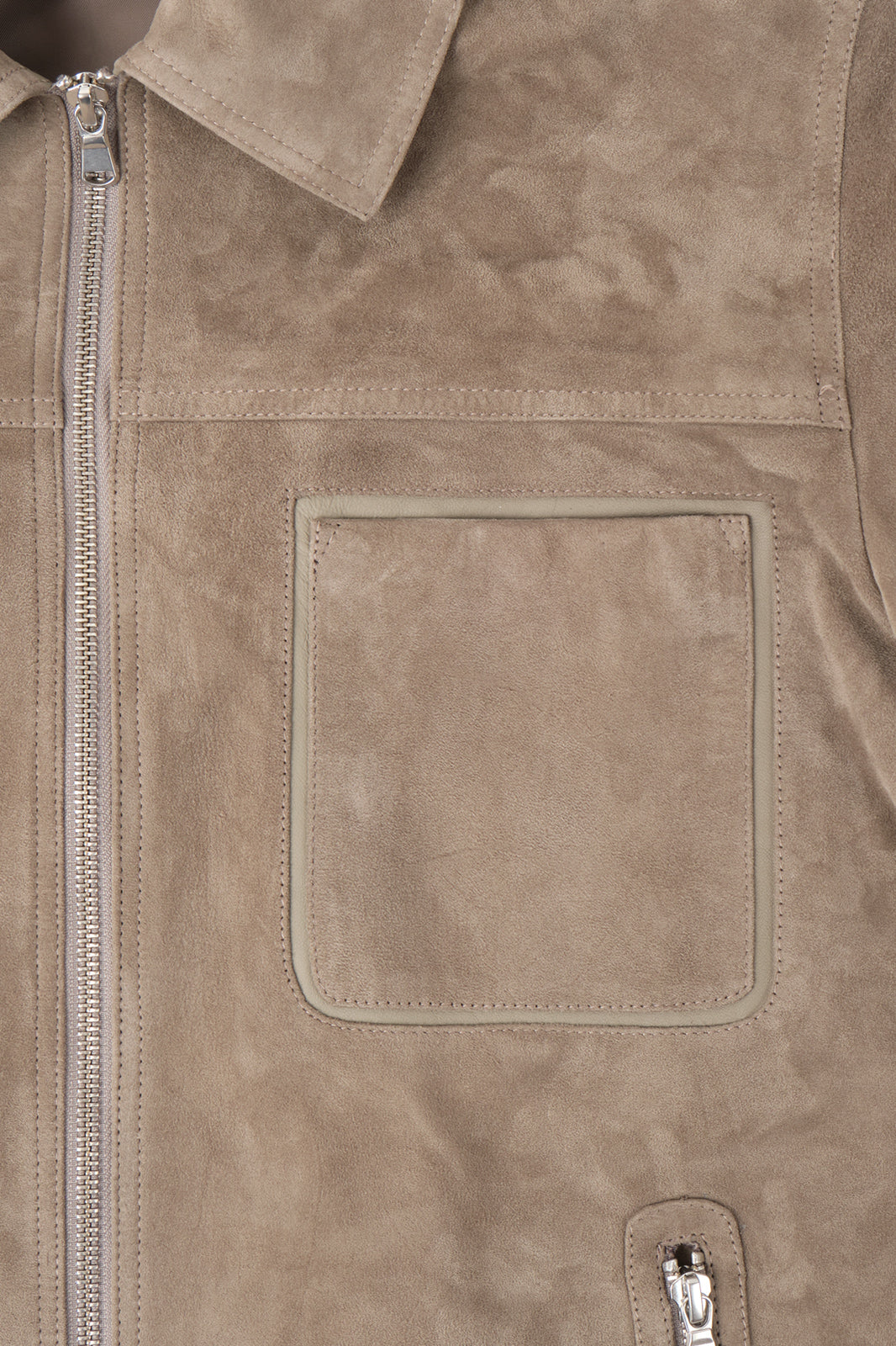 Blouson zippé en peau - Taupe