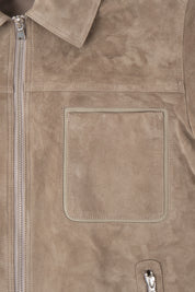 Blouson zippé en peau - Taupe