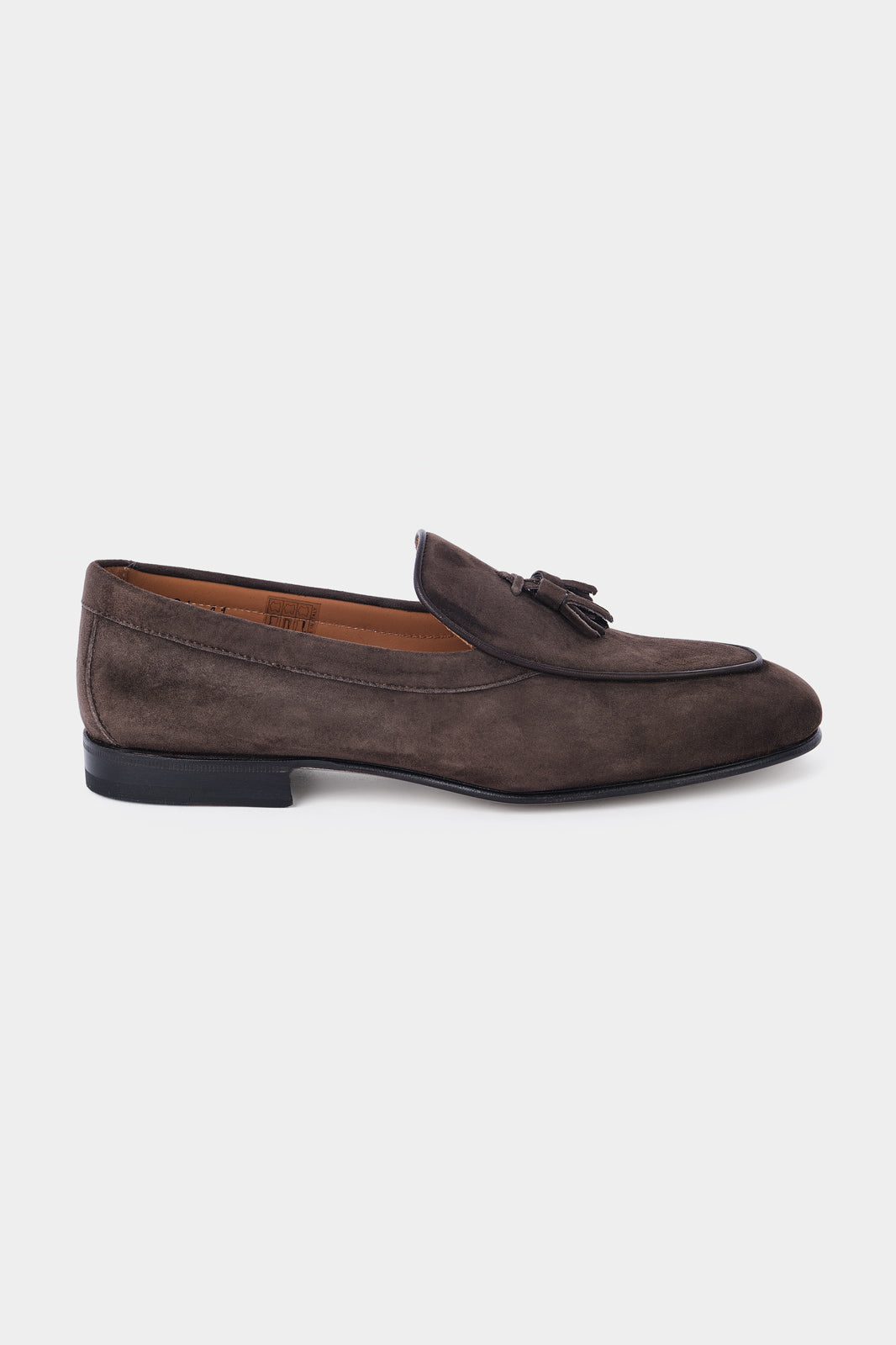 Mocassins en peau à pampilles avec semelle fine en cuir - Marron