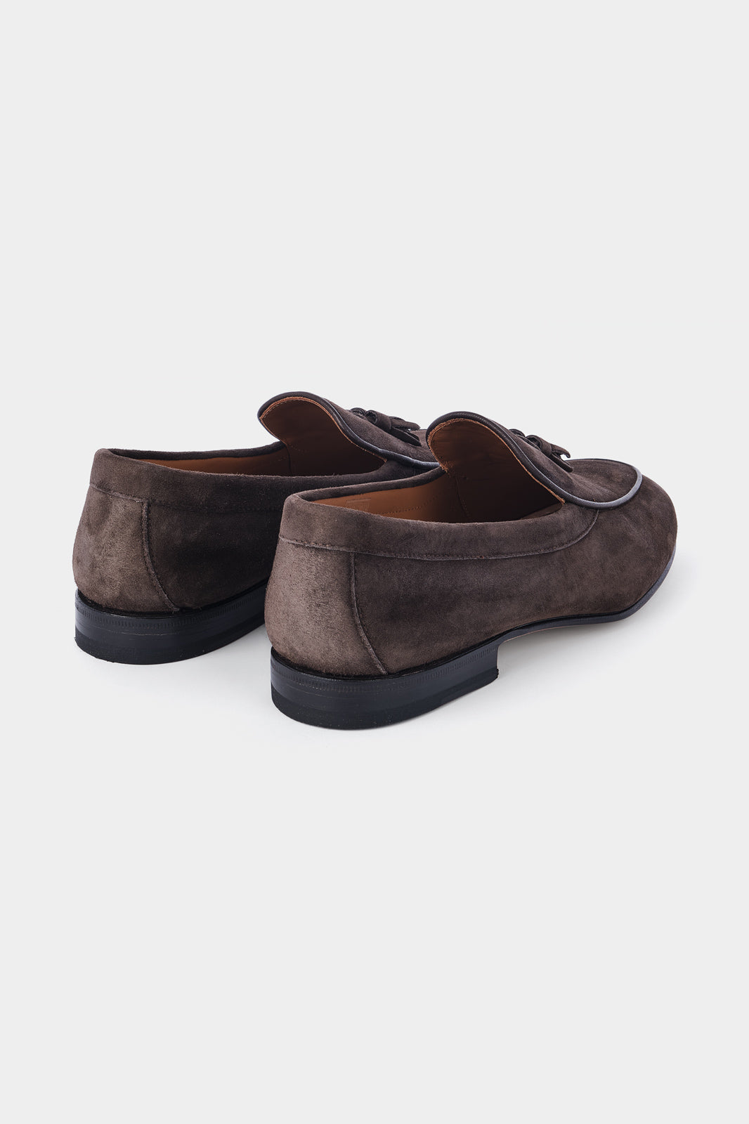 Mocassins en peau à pampilles avec semelle fine en cuir - Marron