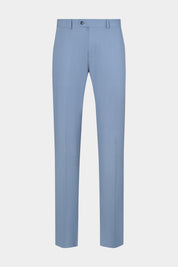 Vue sur fond blanc d'un pantalon technique Bon en tissu Olmetex bleu ciel