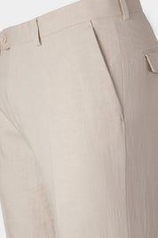 Cotton and linen trousers - Beige