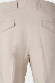 Cotton and linen trousers - Beige