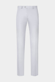 Vue sur fond blanc d'un pantalon en 75% coton 25% lin de chez LeoMaster couleur blanc.