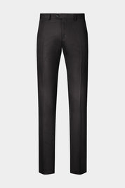 Vue sur fond blanc d'un pantalon en 75% coton 25% lin de chez LeoMaster couleur noire.