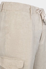 Jogpant cargo en lin - Beige clair
