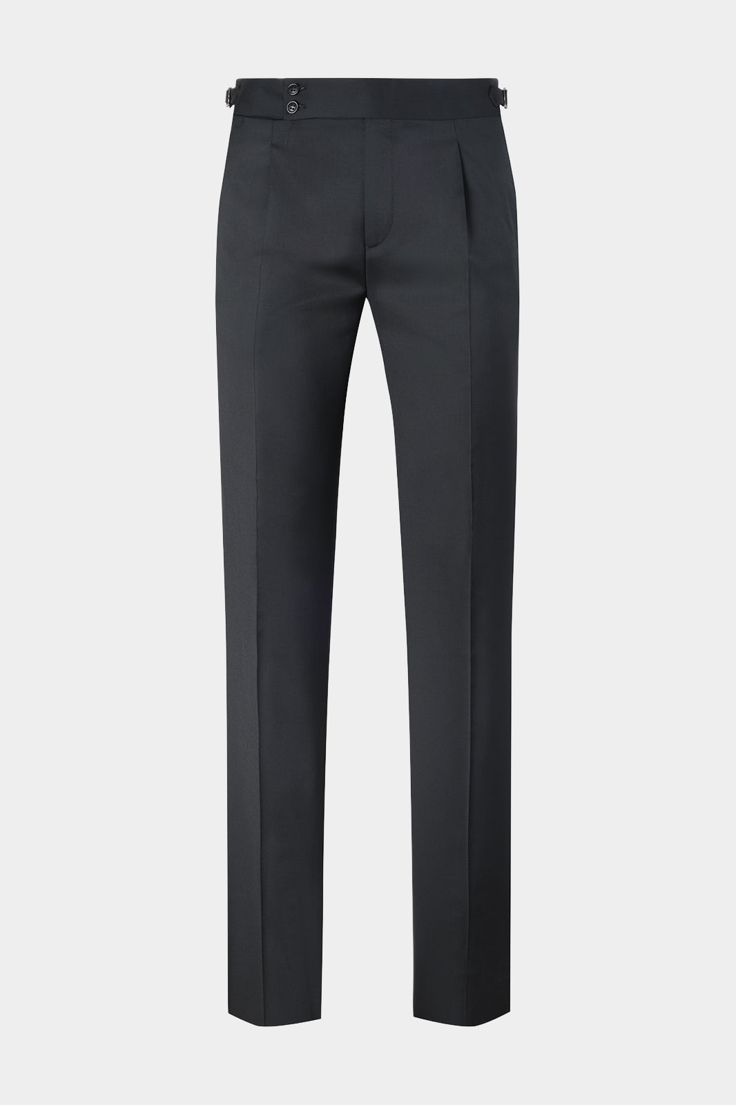 Vue sur fond blanc d'un pantalon à pince oversize en gris foncé 
Pantalon en laine et élasthanne de chez Reda