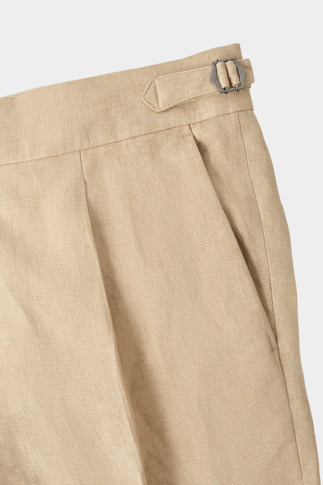 Linen trousers with 1-ply drawstring - Beige