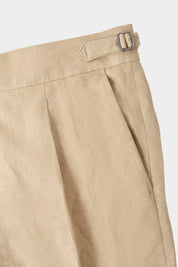 Linen trousers with 1-ply drawstring - Beige